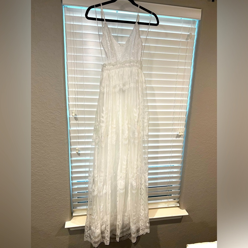 White open back dress size small